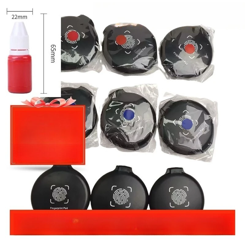 Mini Portable Fingerprint Ink Pad Quick Dry Red Black Thumbprint Stamp Pad Easy Clean Finger Ink Box Office Signature Supplies