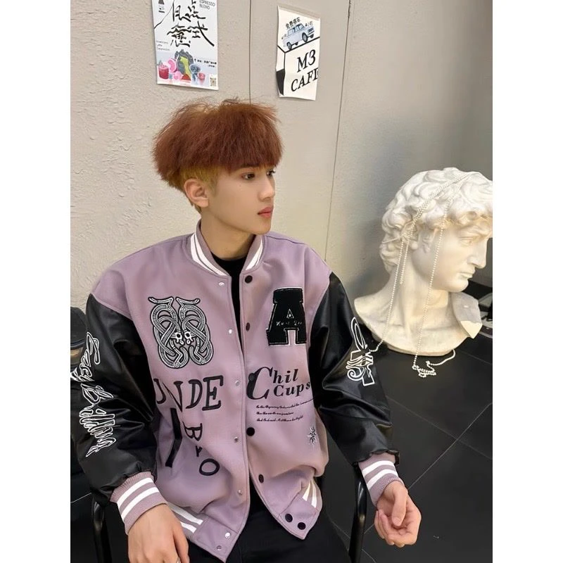 

Мужское бейсбольное джато с американской вышивкой в стиле ретро, весенне-осеннее новое модное повседневное уличное пальто Jaet