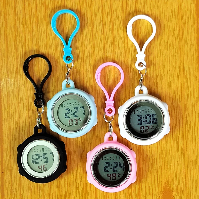 Multifunctional Electronic Digital Pocket Watches Unisex Nurse Doctor Hanging Carabiner Keychains Students Clock