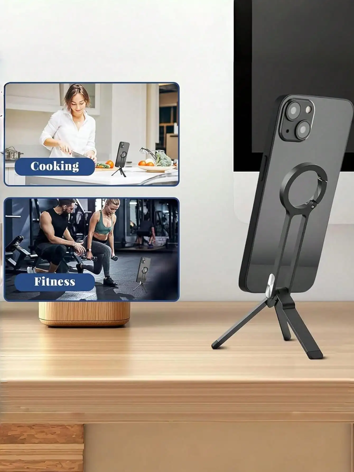 حامل هاتف السيارة مع حلقة تسلق - عالمي لجميع الهواتف، 3 في 1 للملاحة القيادة والسفر في الهواء الطلق واستخدام سطح المكتب #3