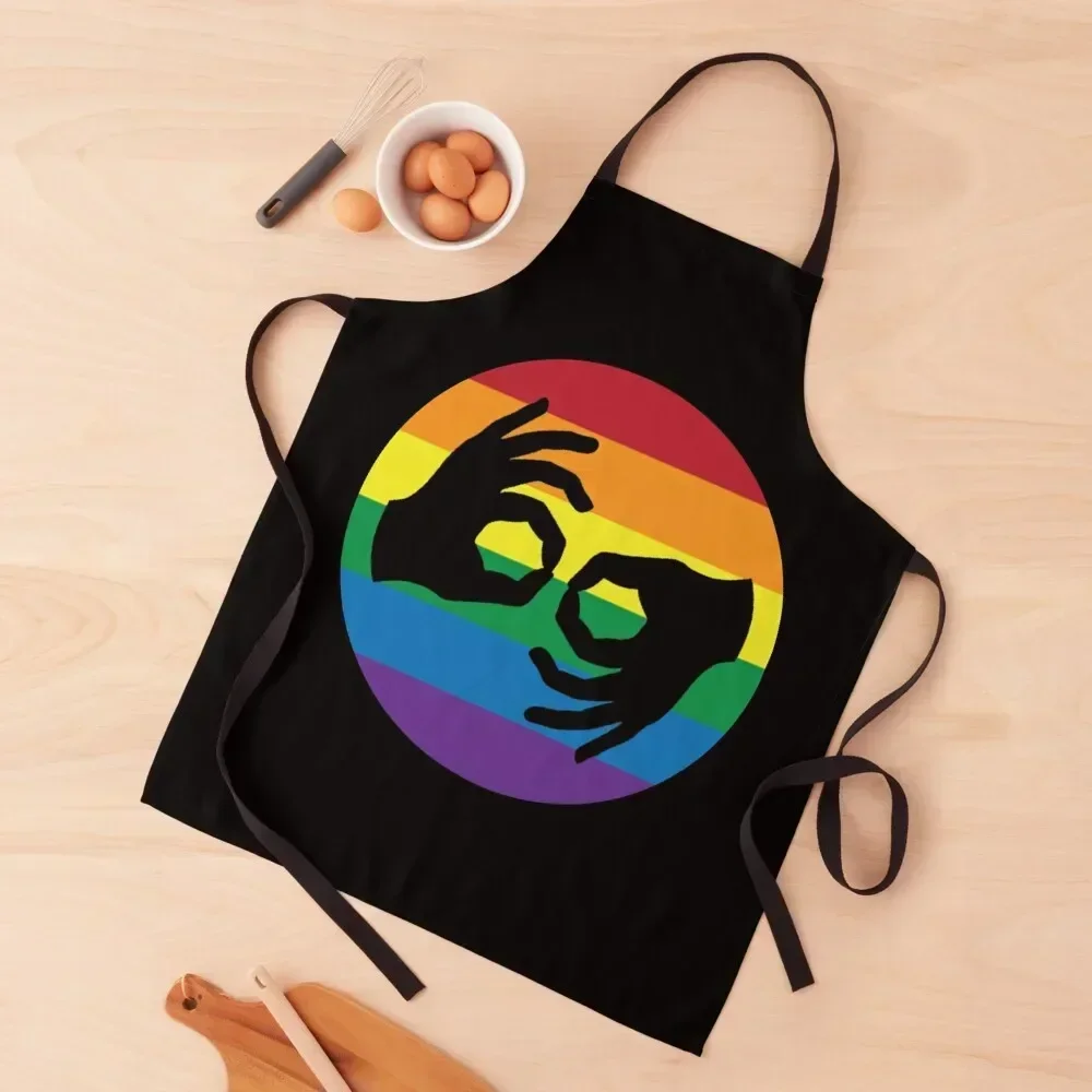 

ASL LGBTQ Rainbow American Sign Language Interpreter Symbol Hands Apron men's barbecue For Woman Apron