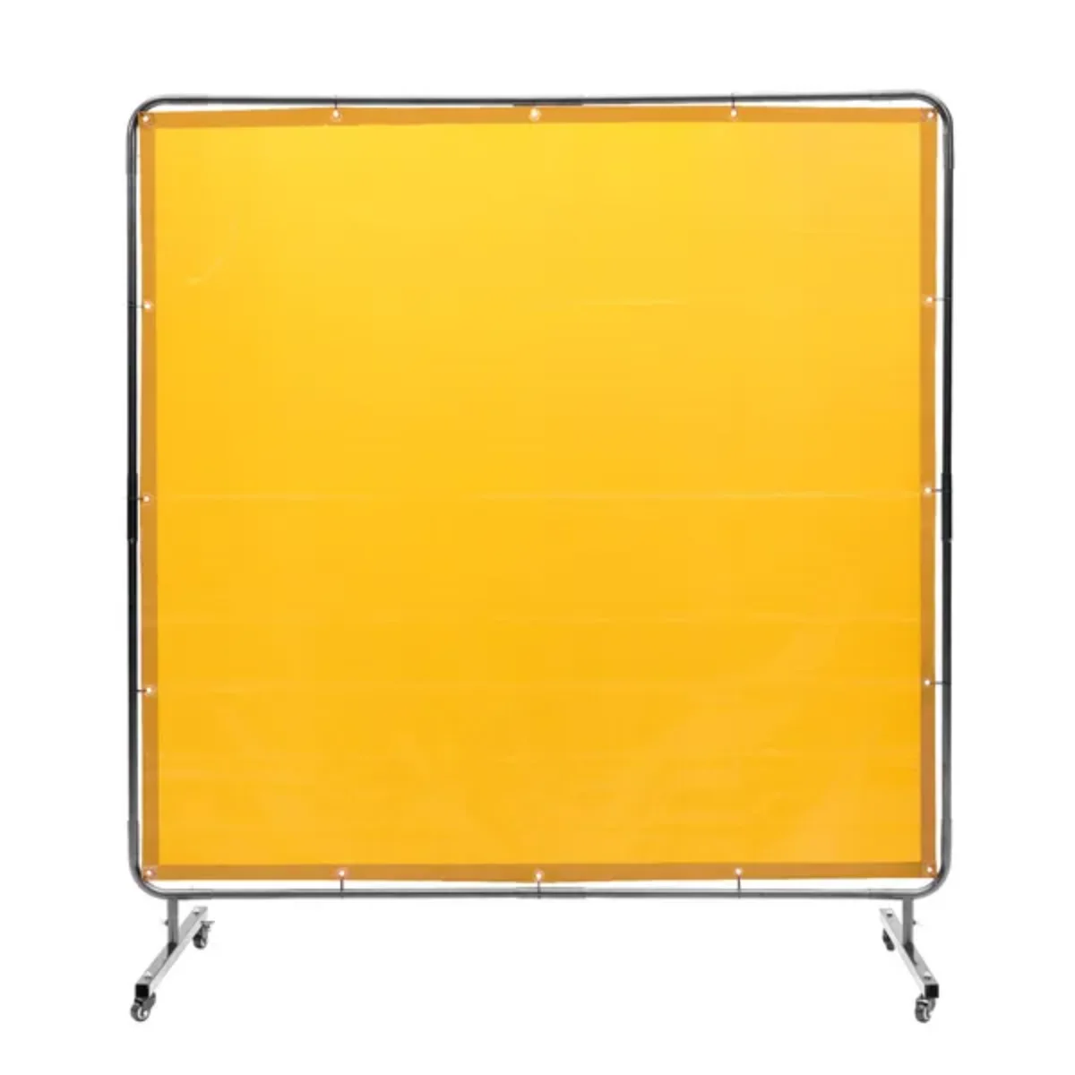 VEVOR 6'x6' Fire-Retardant Welding Screen - 4 Wheels (2 Lockable) - Yellow for Workshops