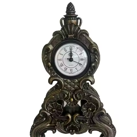 Classic Ticking Retro Resin Table Clock | Vintage Home Desk Decor for Bedroom, Office, Living Room | Unique Gift Idea