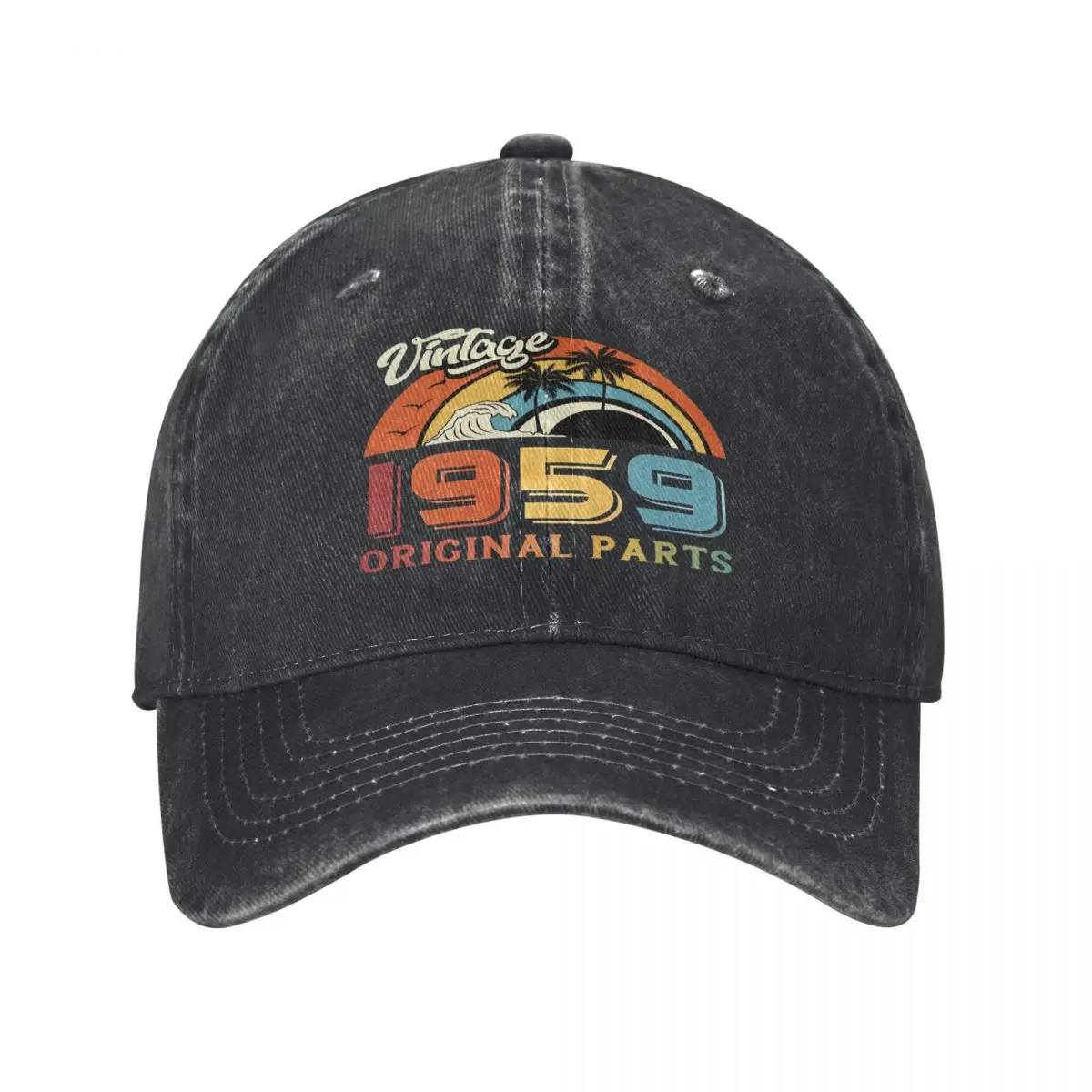 1959 Vintage Retro Rainbow Giant Wave And Palm Tree Baseball Hats Dad Hats Adjustable Baseball Cap for Men Women Cowboy Hat