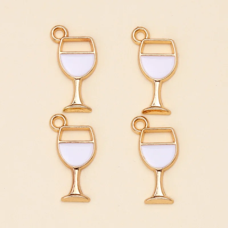 10Pcs 5Colors Lovely Enamel Wine Glass Charms Pendants for DIY Earrings Necklaces Fashion Jewelry Making Accessories Wholesale