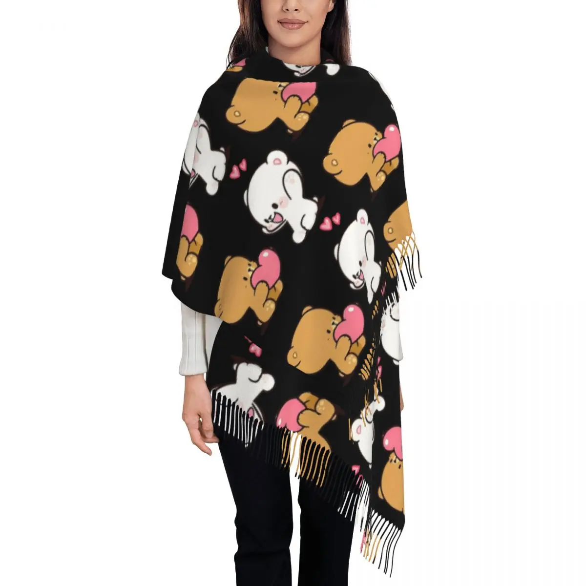 

Cute Milk Mocha Scarf Tassel Scarves for Women Soft Warm Shawls and Wraps Large Fall Winter Shawl Wrap
