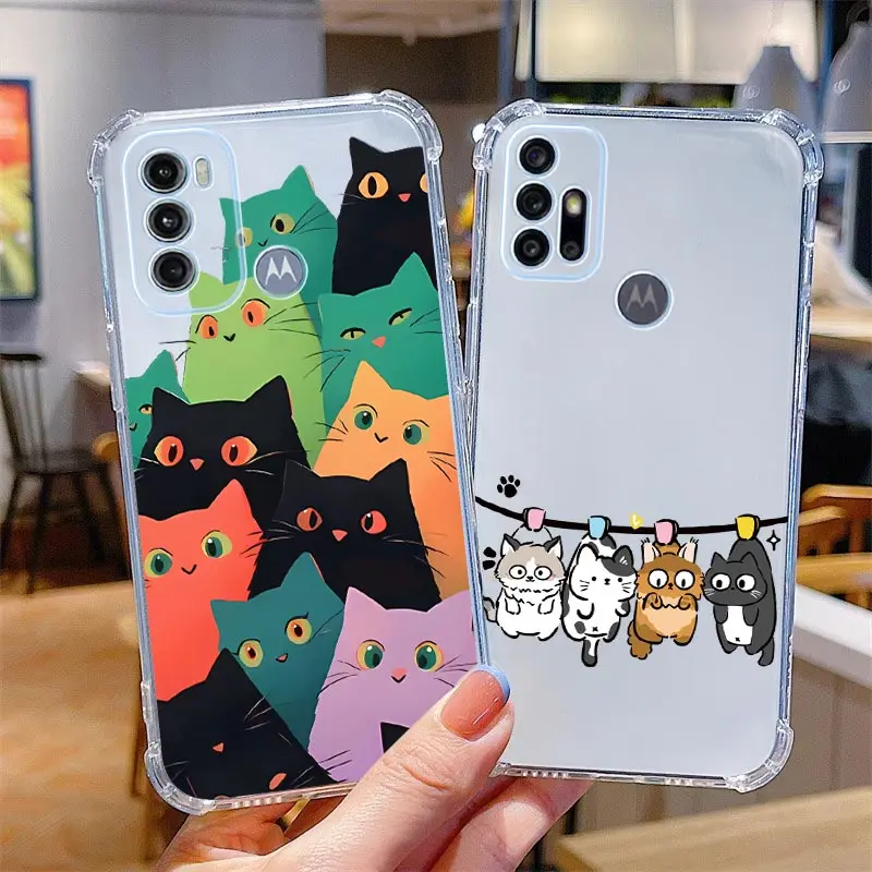 G60 Freche Katze Transparente Telefon Fall Für Motorola Moto G60 G30 G62 G53 G73 G60S G40F G72 G34 G24 G42 G82 G54 G84 G34 G41 Abdeckung