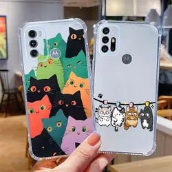 G60 Naughty Cat Transparent Phone Case For Motorola Moto G60 G30 G62 G53 G73 G60S G40F G72 G34 G24 G42 G82 G54 G84 G34 G41 Cover