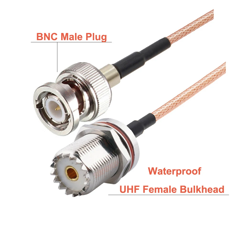 UHF PL259 Stecker auf BNC Stecker Antennenradiokabel RG316 HF-Koaxialkabel UHF auf BNC Jumper Pigtail für Coax Mobile zu Base Antenne
