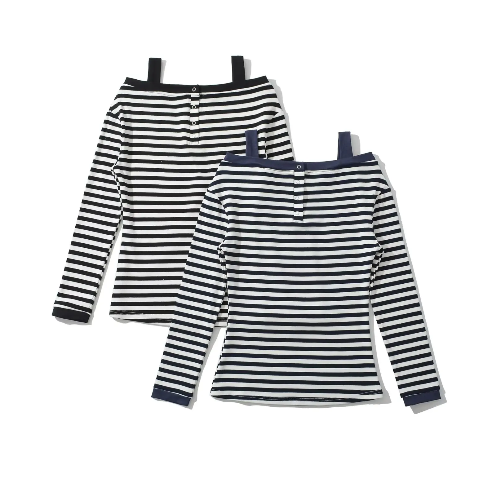 الحلو حار مخطط واحد بكتف واحد طويل Sve تي شيرت المرأة عادية تنوعا التخسيس كسول Sle Ciwalk مزيج القطن