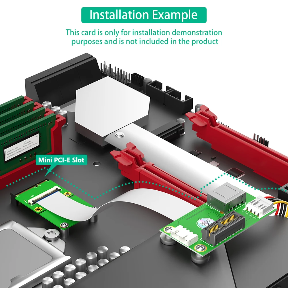 new Mini PCI-E to PCI-E Express 1X +USB Riser Card with EMI Shielding Aluminum Foil FPC Cable