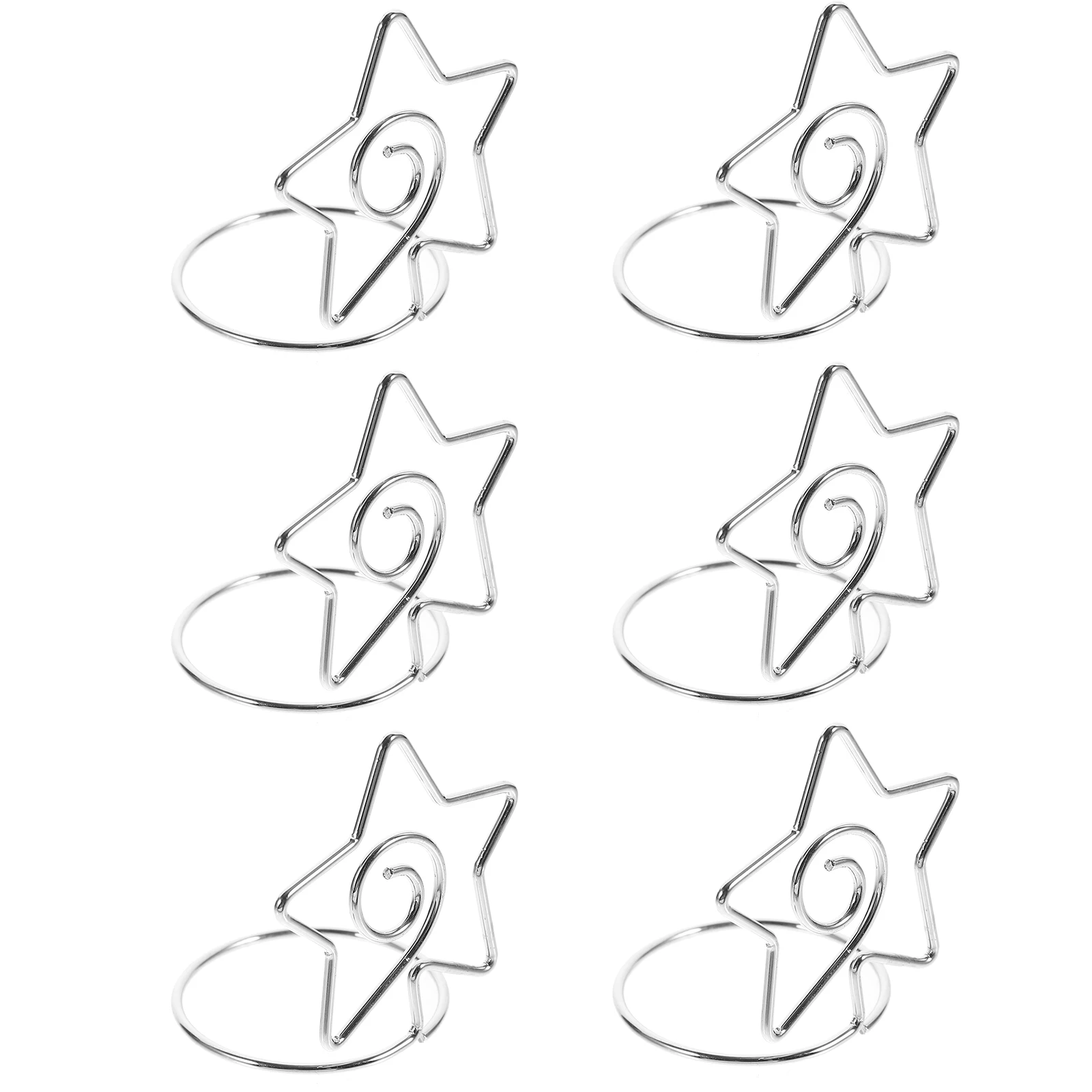 6pcs Pentagram Card Placement Holders Picture Shelves Note Display s Table Number Place Photo Clips Practical Metal