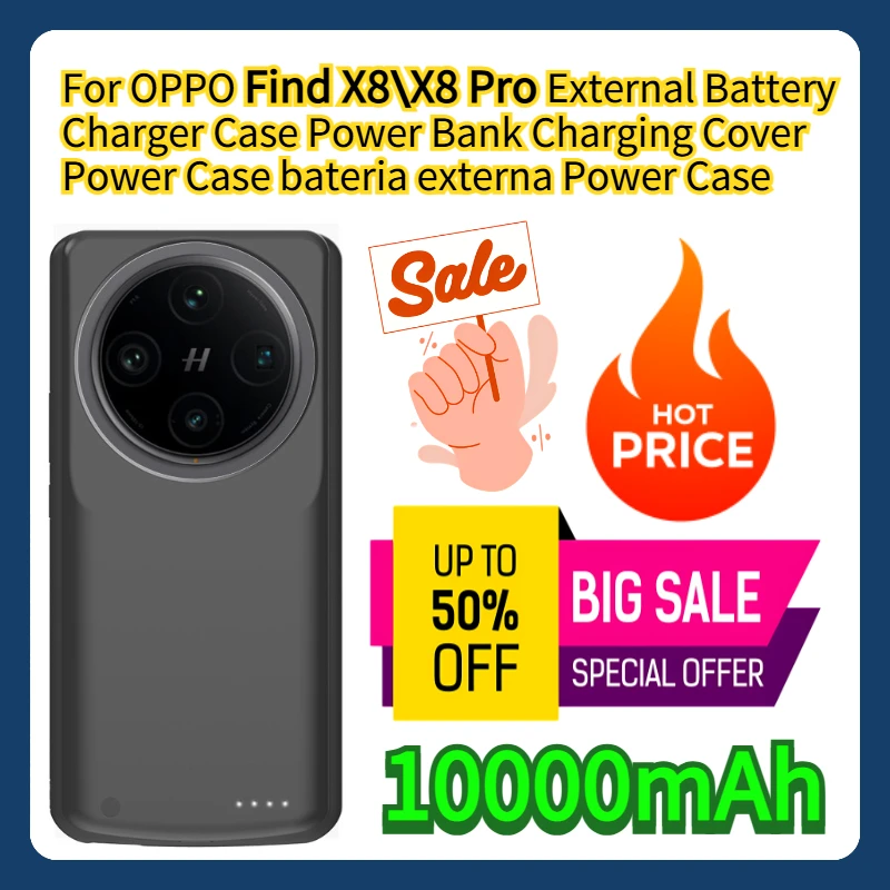 

For OPPO Find X8\X8 Pro External Battery Charger Case Power Bank Charging Cover Power Case bateria externa Power Case 10000mAh