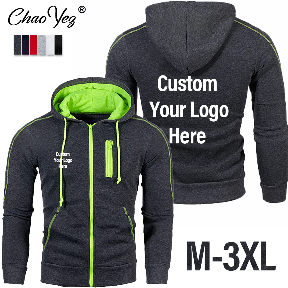 

DIY Logo Text Mens Fashion Custom Your Logo Jacket Autumn Zipper Hoodie Sweater Coat Casual Sports Jacket Clothing 2024