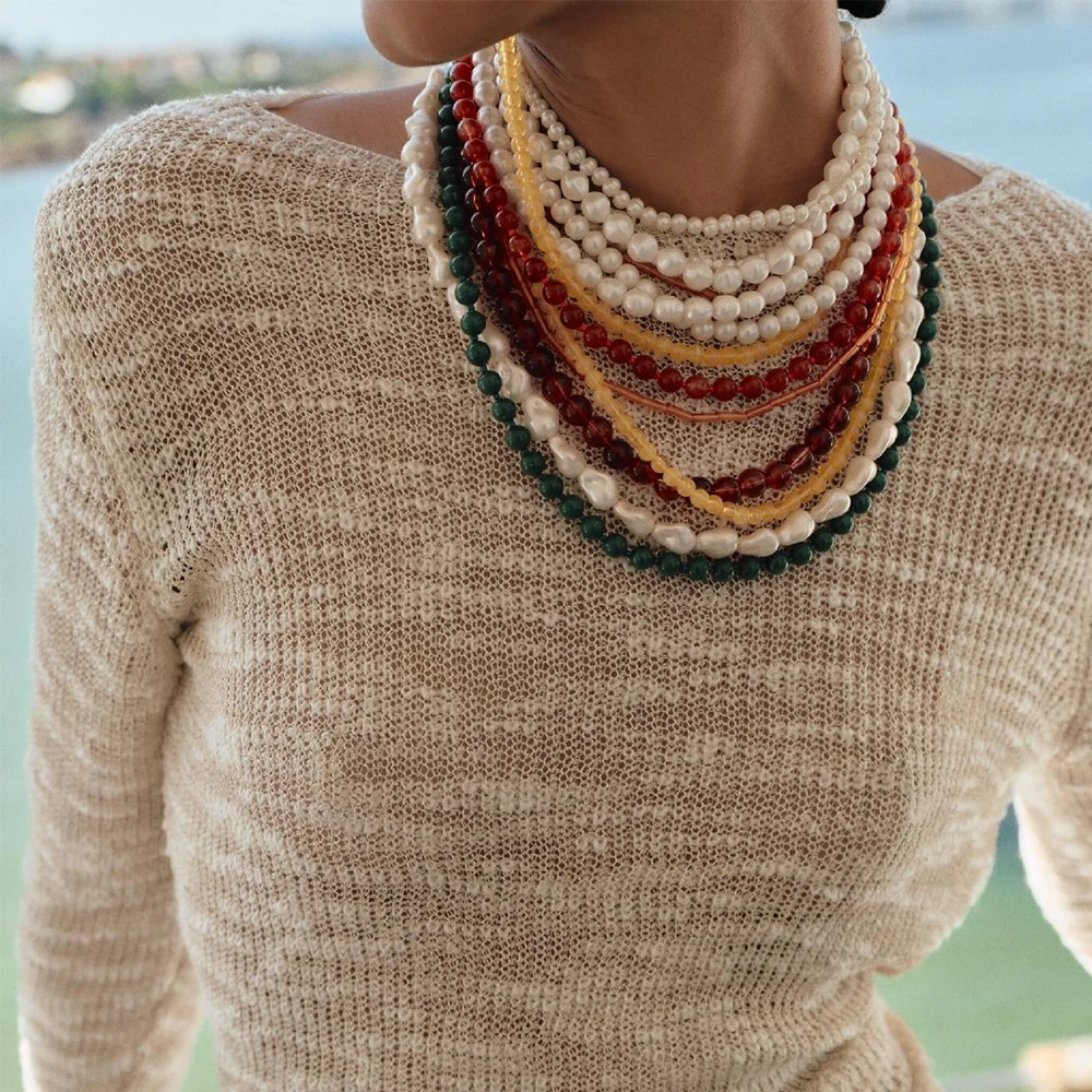 

Multi level design, women's necklace, pearl layering, high-end feel, suitable for women, full of sexiness