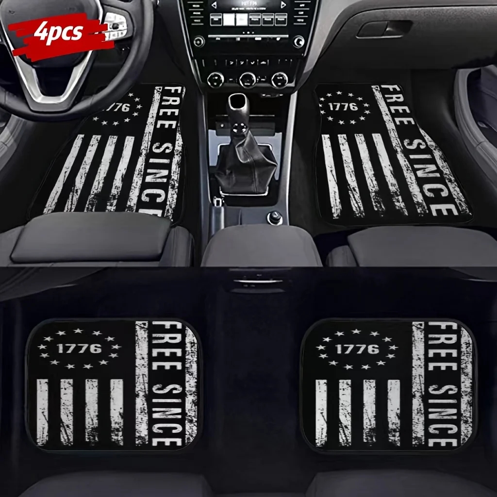 4pcs Car Floor Mats, Exquisite Design With Iconic Automotive Theme, Patterns, Suitable For Cars, Trucks, And SUVs, Durable And