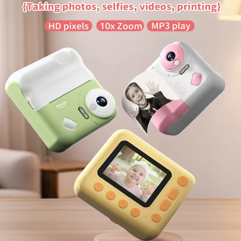 Children Digital Camera Instant Print for Kids Thermal Print Camera Instant Photo Printing Camera Video Toys+32G Memory Card