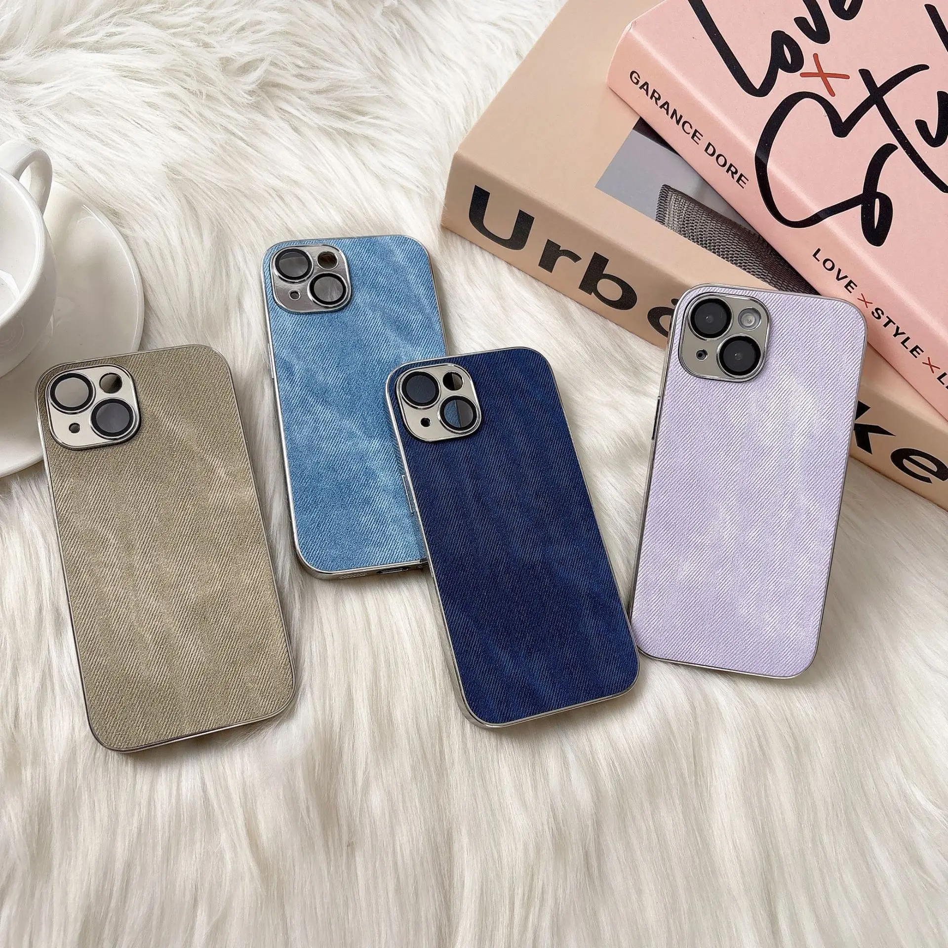 

Advanced electroplated denim pattern phone case, suitable for iPhone 17, 16, 15, 14promax, 16plus ultra-thin protective case