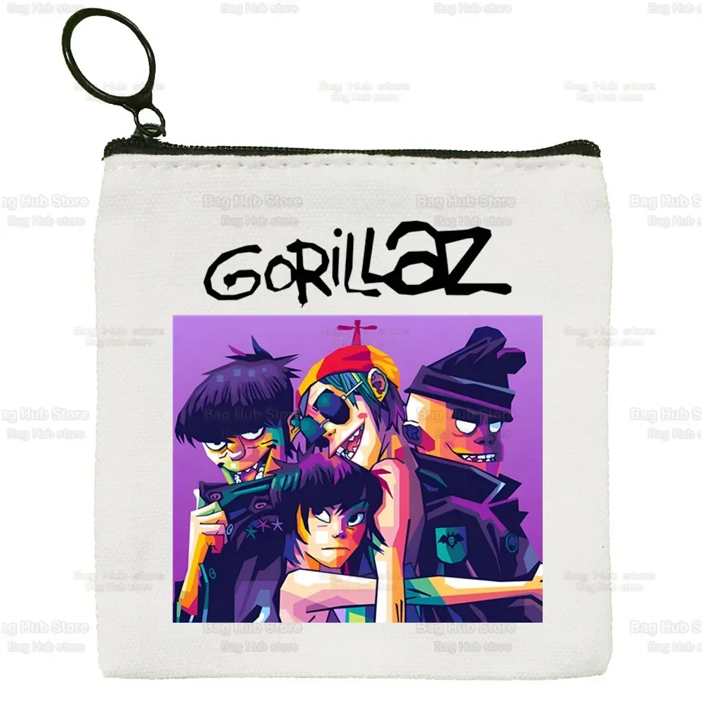 Gorillaz 모던 동전 지갑, 빈티지 미니 지갑, 변경 파우치, 음악 밴드, 만화 키 카드 보관 카드 가방, 지퍼