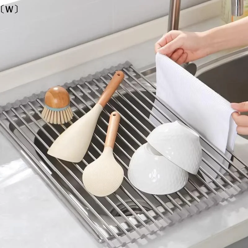 〔W〕Roll Up Dish Drying Rack With Flexible Draining Perfect For Kitchen Sink Countertop Drying Dishes Glassware