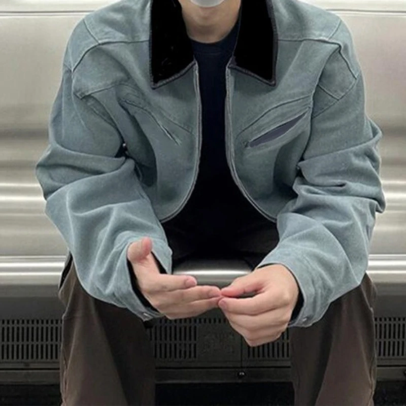 

Work Jacket Men's Retro Loose Collared Denim Jacket
