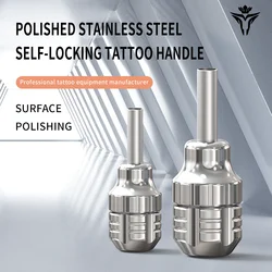 POPEIRONS Tattoo Equipment 28mm Stainless Steel Self Locking Handle Mirror Polishing Grip Design Comfortable
