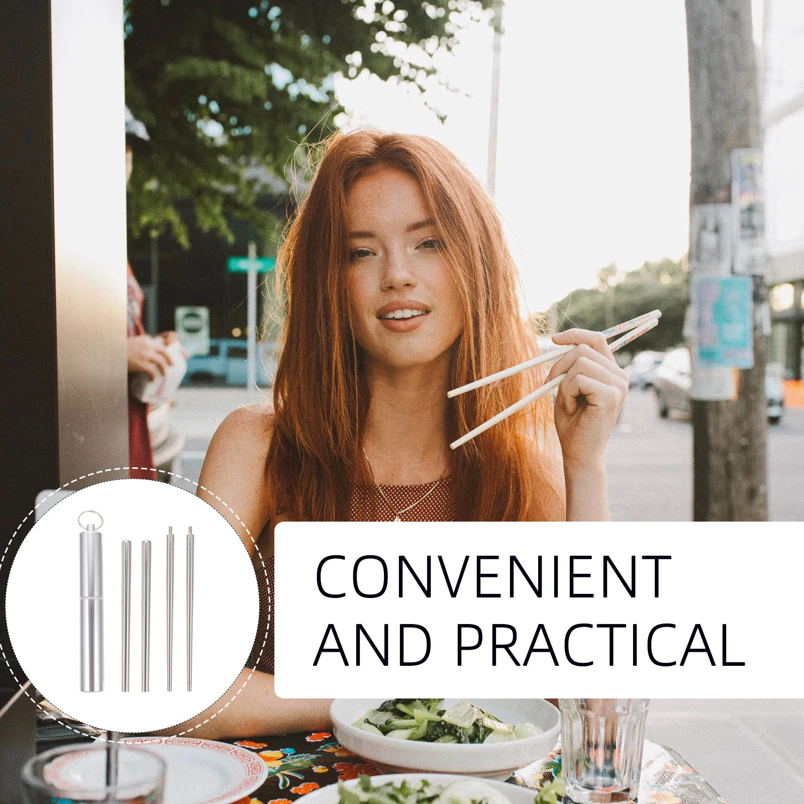 

1 Pair Foldable 304 Stainless Steel Chopstick Set Travel Cutlery Kitchen Tableware Reusable Portable Dining Utensils Metal Case