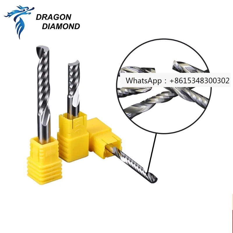 5pcs single slot CNC router drill bit spiral cutting 3.175/4/6mm end mill hard alloy for medium density fiberboard cutting tools