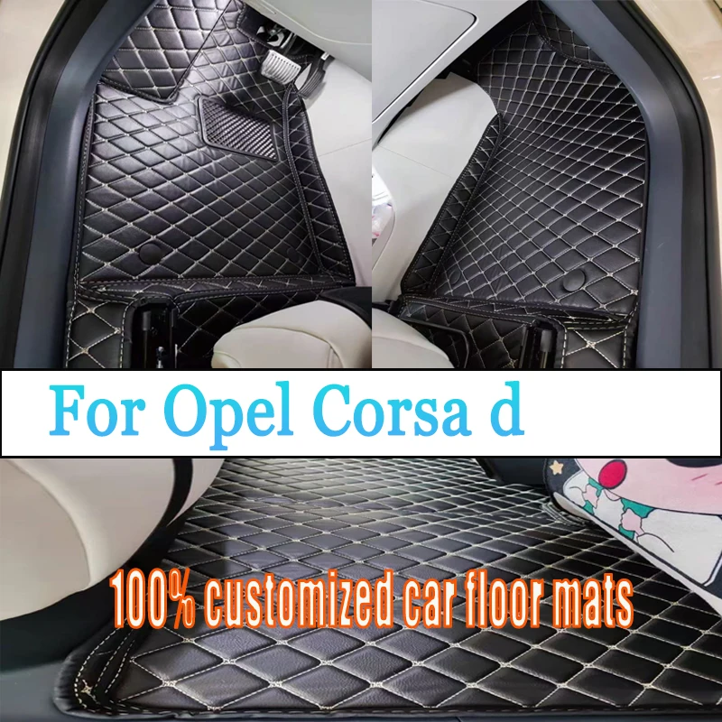 

Custom Auto Luxury Leather Car Floor Mat For Opel Corsa d 2007 2008 2009 2010 2011 Car Mat Full Set Women Waterproof Accessories