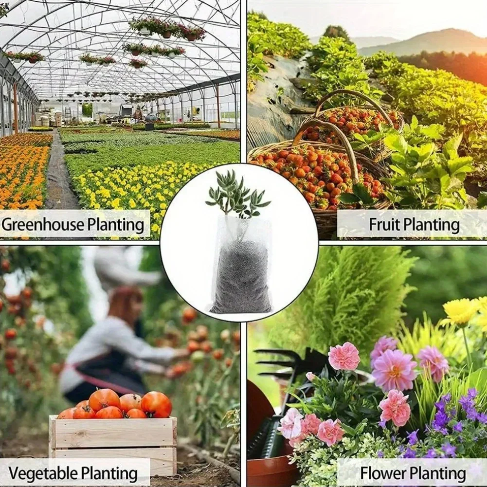 100pcs Biodegradable Seed Nursery Bags, Non-Woven Plants GrowBags, Fabric Seedling Pots Plants Pouch, Home Garden Supply