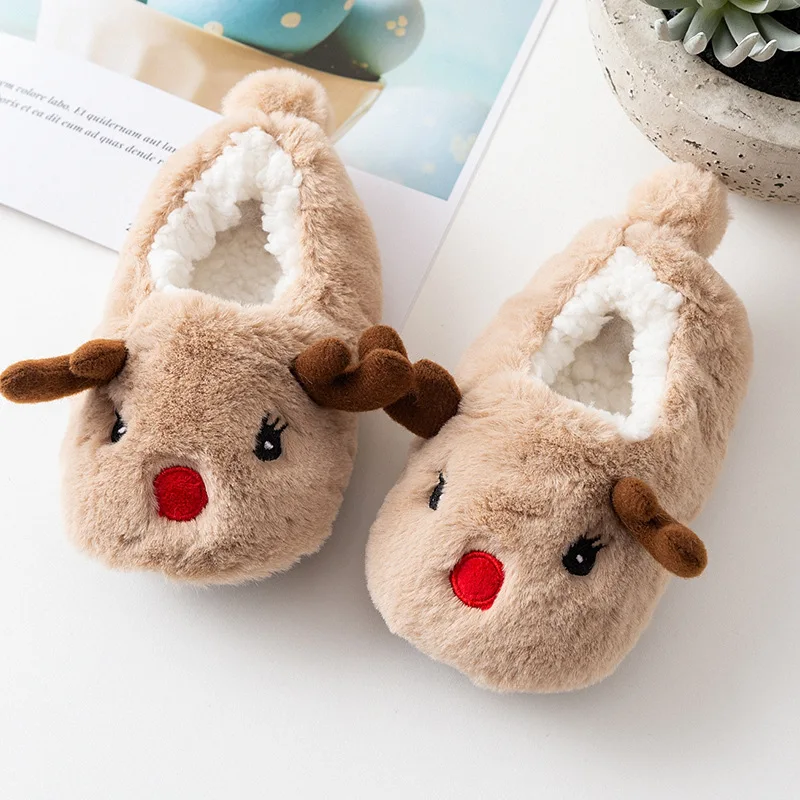 Winter Kids Indoor Shoes Baby Toddler Soft Non-slip Lambs Wool Warm Walking Socks Casual First Walker Boys Girls Cotton Slippers