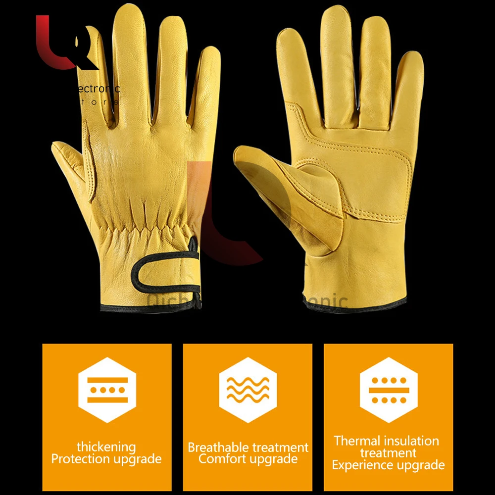 Sheepskin Leather Work Gloves Worker Labor Protection Gloves Welding Safety Protection Garden Carpentry Wear-resistant Gloves