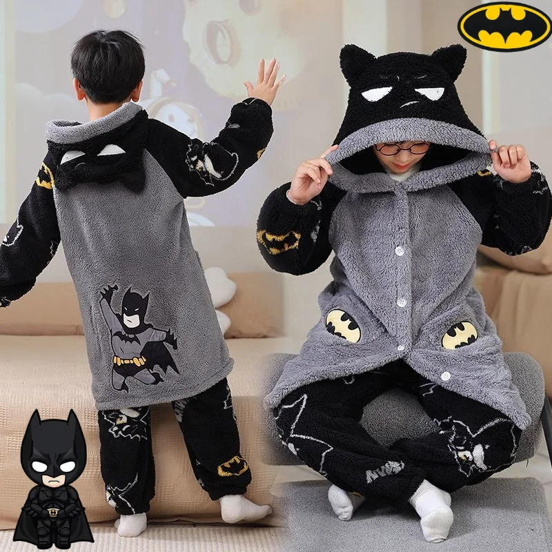 

Индивидуальный DC Бэтмен, новый крутой креативный аниме с мультяшным узором, модный утолщенный теплый фланелевой халат, комплект брюк