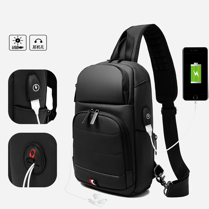 2026 Designer Crossbody for Fashion Shoulder USB Charging Sports GYM Messenger Sling Chest Bag Oxford Single Strap Running Pack