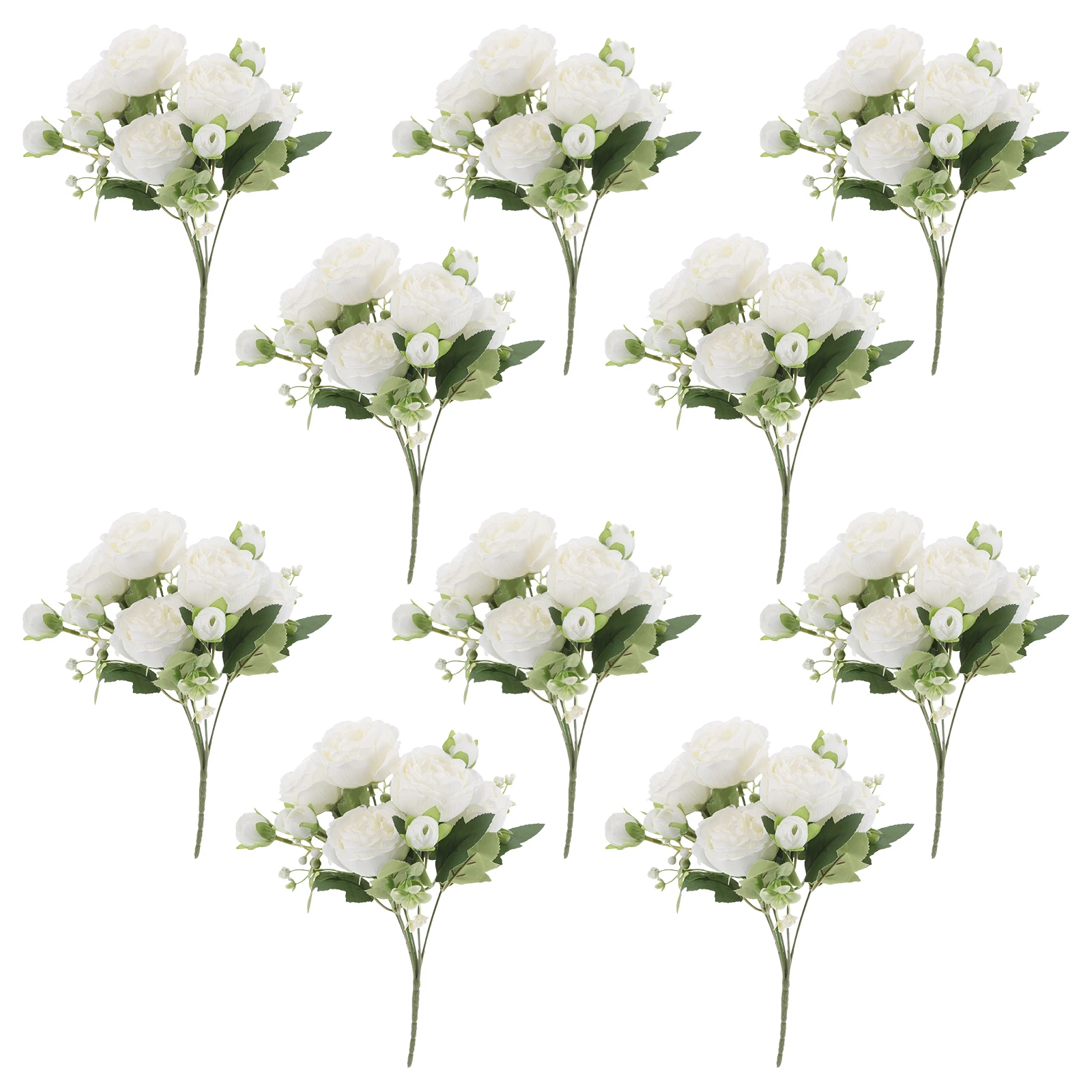 

10pcs Peony Flowers Realistic Bouquet Flowers Artificial For Decoration Home Decoration Wedding Photo Shoots Silk Arrangement