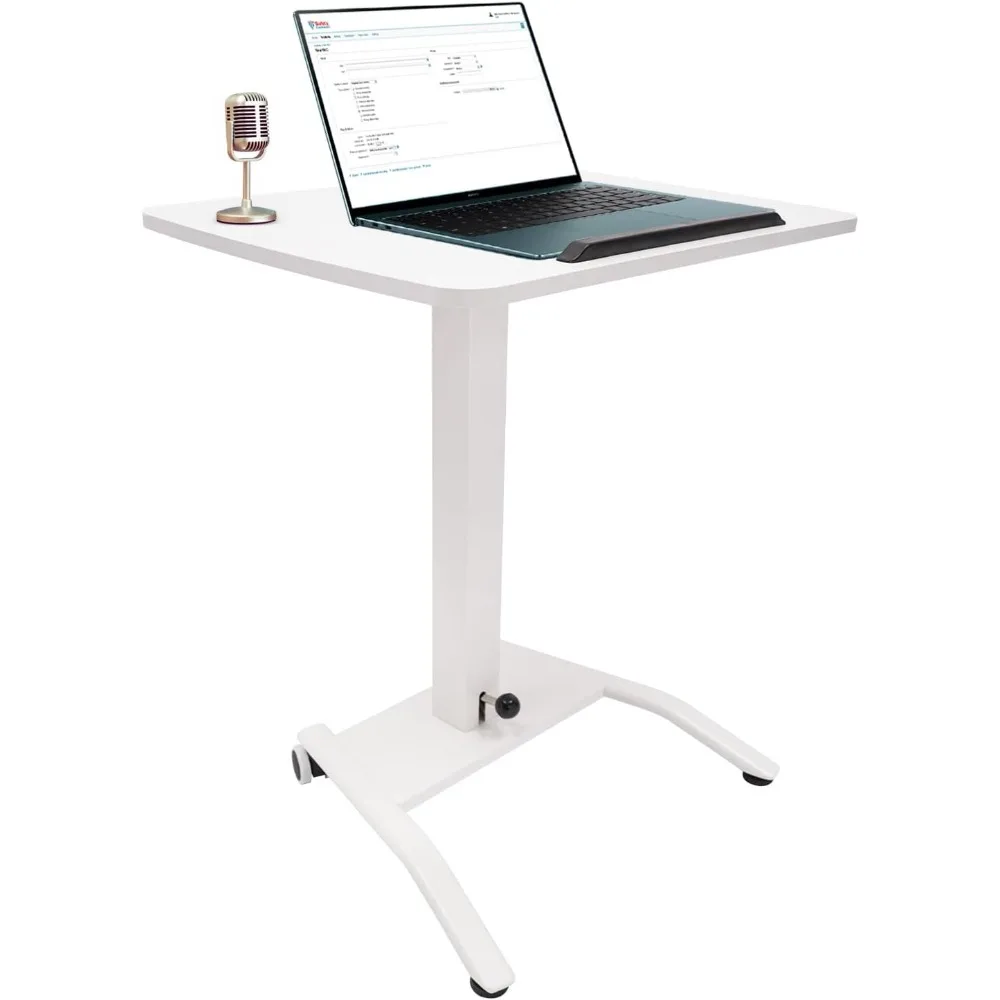 

Stand Steady Multifunctional Mobile Podium Desk, Pneumatic Height Adjustment Mobile Workstation (28-42.5 inch) Foot Pedal Stand