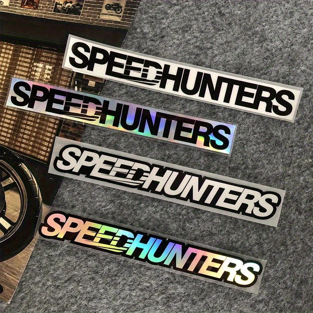 

2D Flat Motorcycle Sticker Speed Hunter - 7 "x 0.98" Rainbow Light Effect, Durable PET Material, Suitable for Motorcycles, Cars