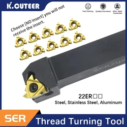 1pc SER2020K22 SER2525M22 SER3232P22 External Thread Turning Tools Lathe Cutter 22ER Carbide inserts CNC Holder Set