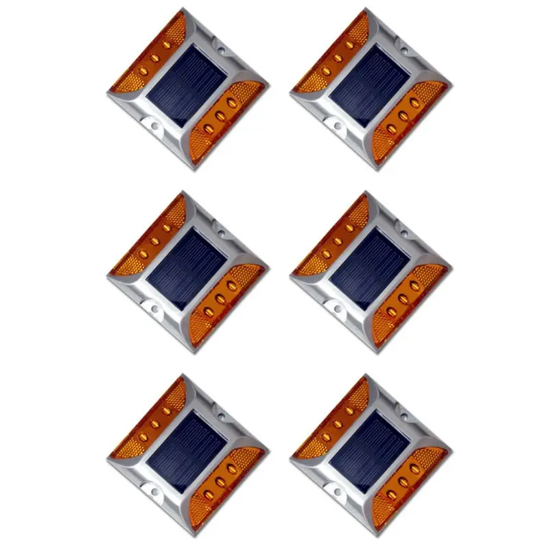 ABUH-6X LED Solar Power Ground Marker Lights Waterproof Outdoor Driveway Road Highway Spike Lamp