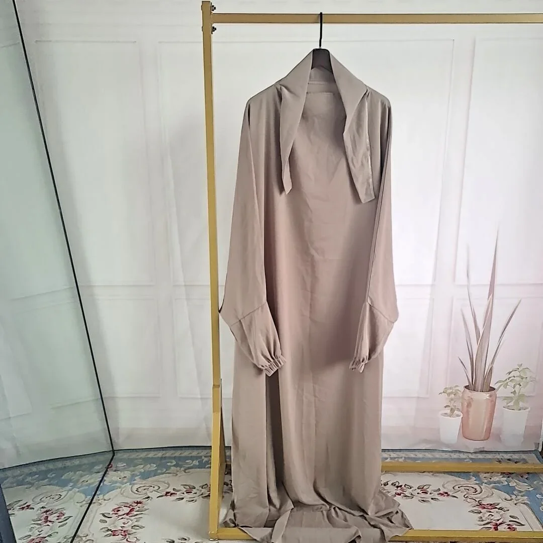 Abaya with Khimar Set Jilbab 2 Piece Ramadan Eid Jilbeb Long Hijab Dress Muslim Prayer Clothes Women Turkey Islam Dubai Outfit