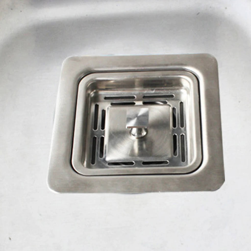 114mm Square Garbage Disposer Drain Basket Stainless Steel Sink Accessories Stainless Steel Sink Disposal Stopper Anti-Clogging