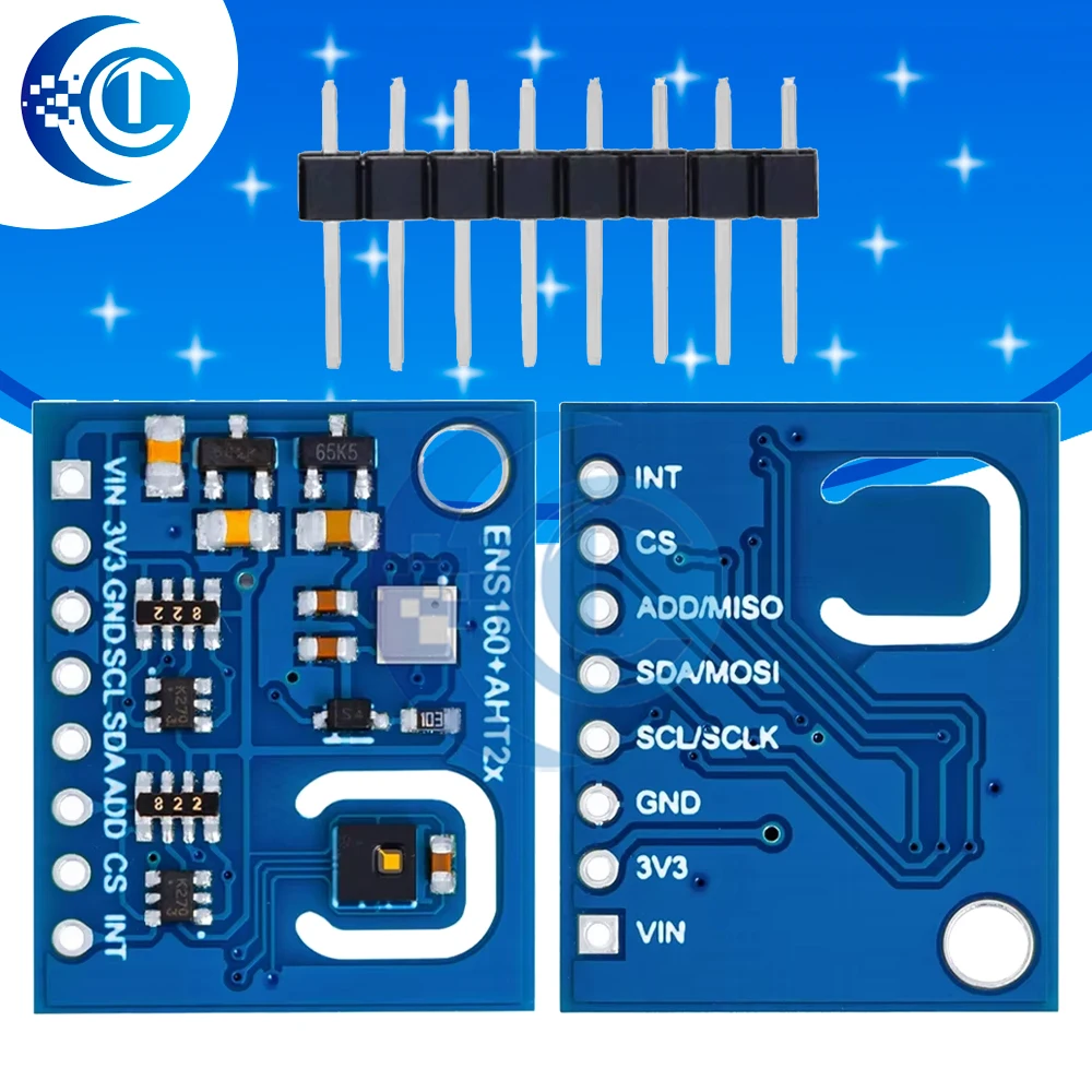 ENS160+AHT21 Kohlendioxid CO2 ECO2 TVOC Luftqualitäts-, Temperatur- und Feuchtigkeitssensor, Ersatz für CCS811 für Arduino