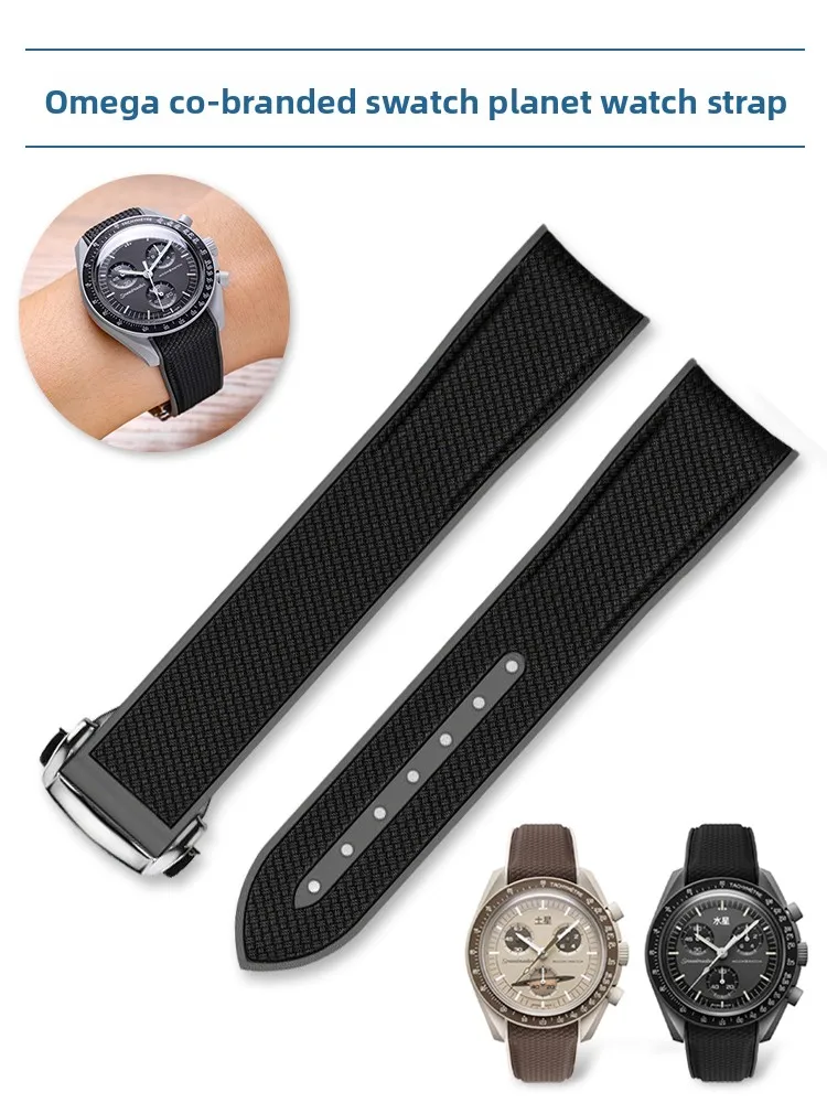 

Suitable for Omega & Swatch Omega Swatch Joint Planet Arc Contrasting Color Braided Silicone Strap
