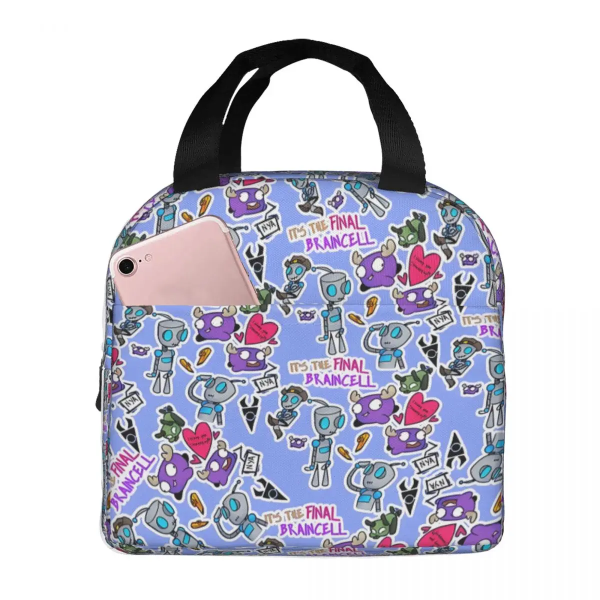 Travel THE FINAL BRAINCELL Zipper Closure Cooler Invader Zim Gir Food Bags For Girls Lunch Bag