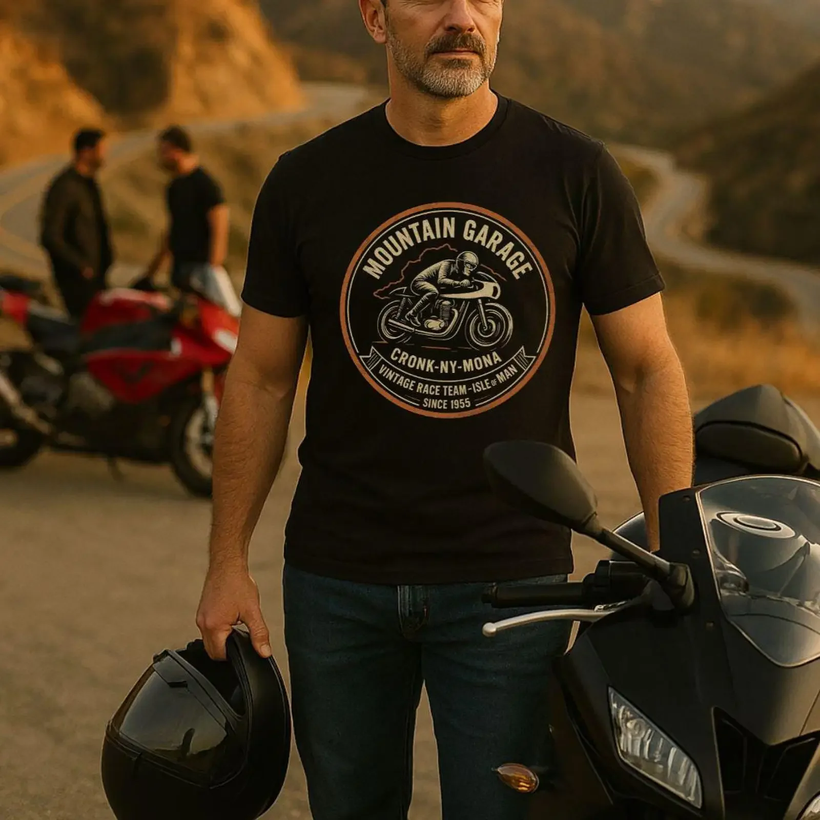 Cronk Ny Mona Motorcycle T Shirt Isle of Man TT Inspired Rider Road Racing Heritage vintage Washed graphic Versatile