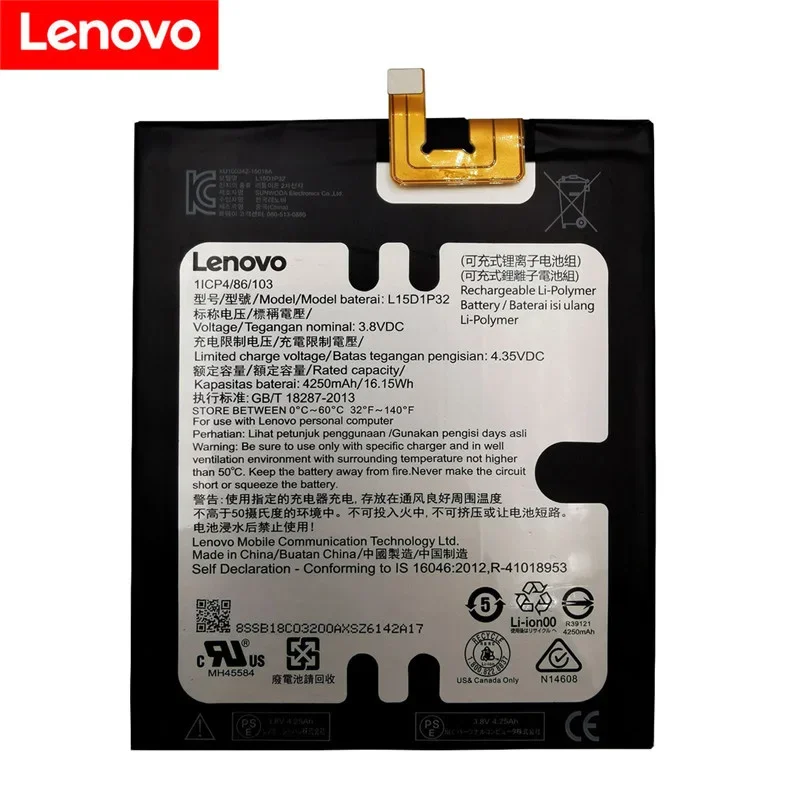 100% Original L15D1P32 4250mAh Battery For Lenovo Tab3 Tab 3 8 Plus TB-8703F 8703N 8703X 8703 PB1-750N PB1 750N Bateria Batterij