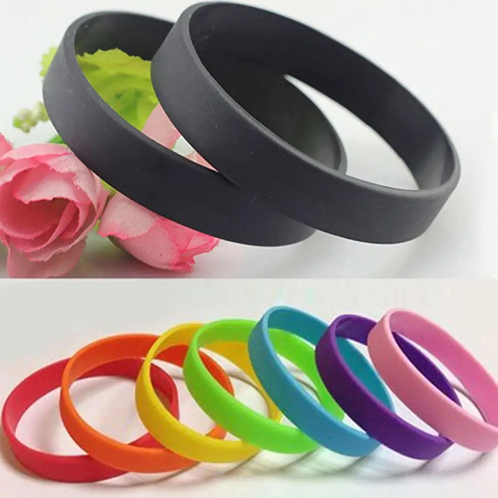 2Pcs Fashion Silicone Wristbands Wrist Bands Solid Color Sports Design Bracelets