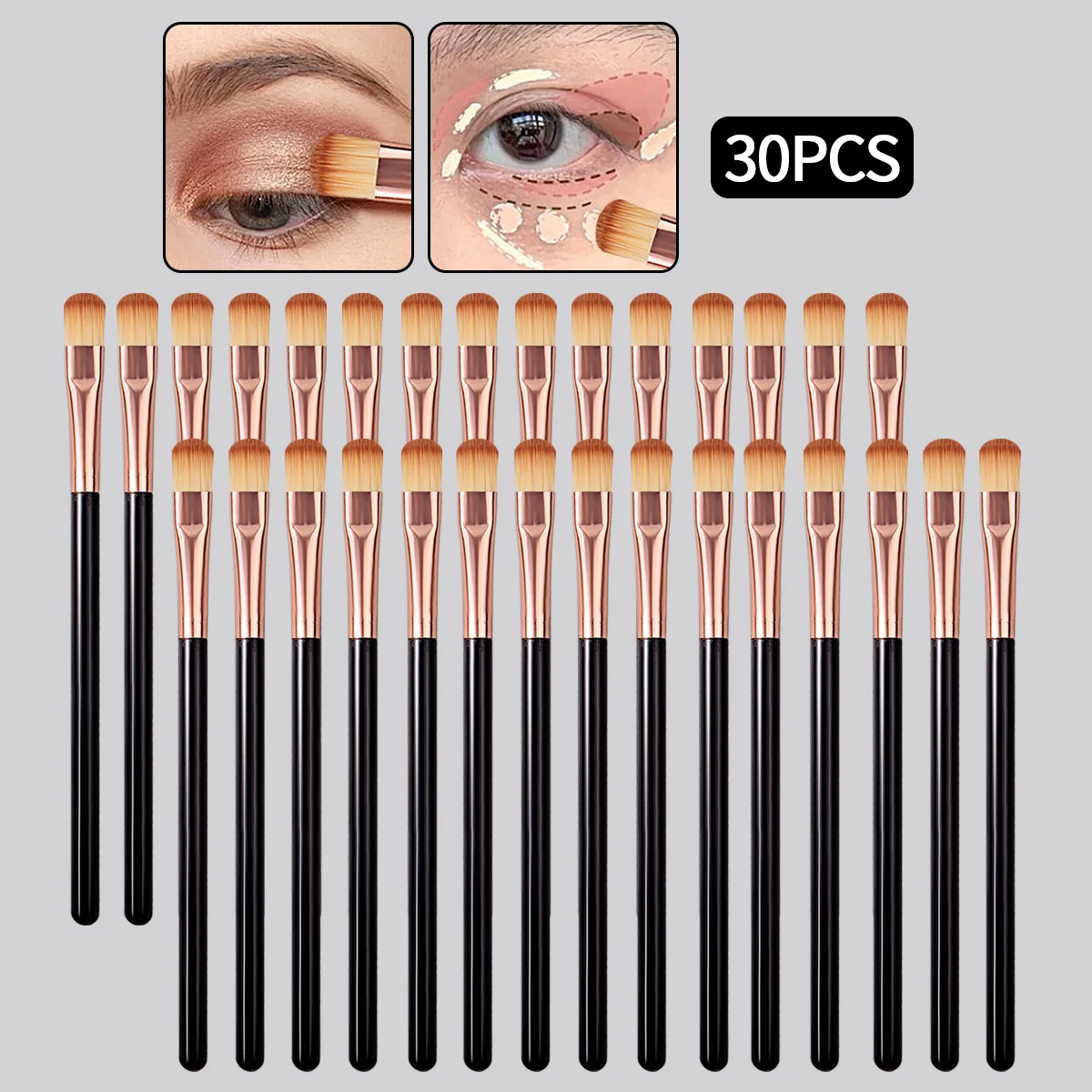 Conjunto de pincéis de maquiagem para olhos iniciantes, 6/12/25/30 peças, pincel de sombra de cerdas macias, pincel corretivo, pincel para detalhes de pálpebras, portátil