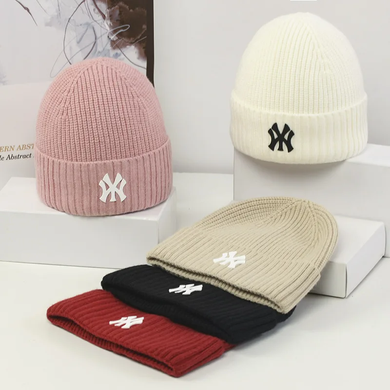 New Winter Fashion Unisex Hat Cotton Blends Letters Solid Warm Soft Knitted Hats Men Women\'s Outdoor Sport Beanies Hip Hop Cap