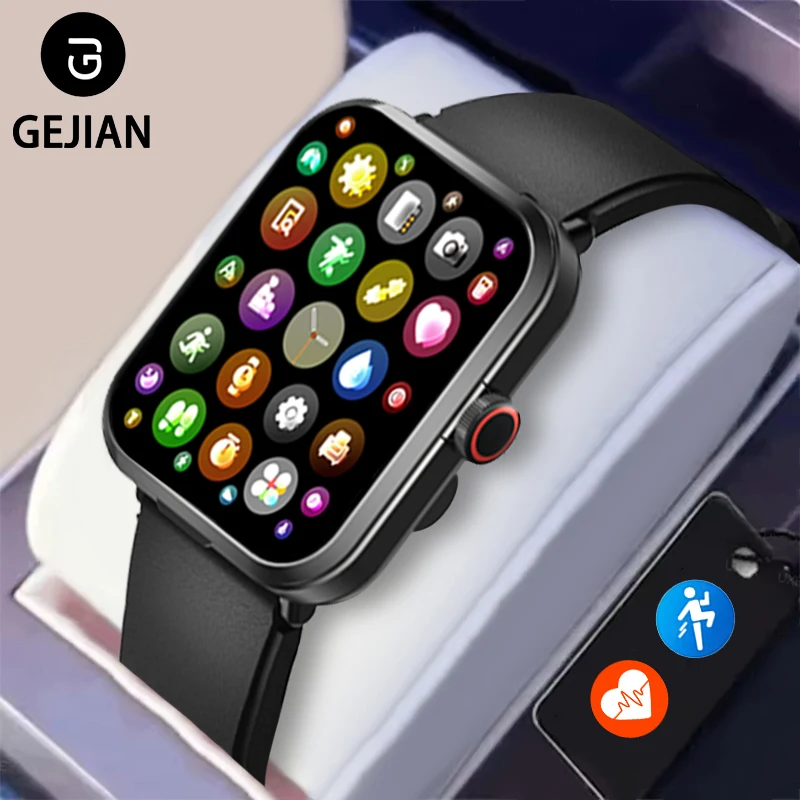

GEJIAN новые умные Bluetooth-часы с вызовом, 1,91 дюйма, полный сенсорный экран, мониторинг сердечного ритма, мультиспортивный режим, умные часы 2025